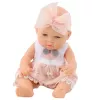LEAN TOYS Muñeca bebé con vestido rosa, diadema, brazos y piernas articulados, 30 cm