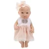 LEAN TOYS Muñeca bebé con vestido rosa, diadema, brazos y piernas articulados, 30 cm