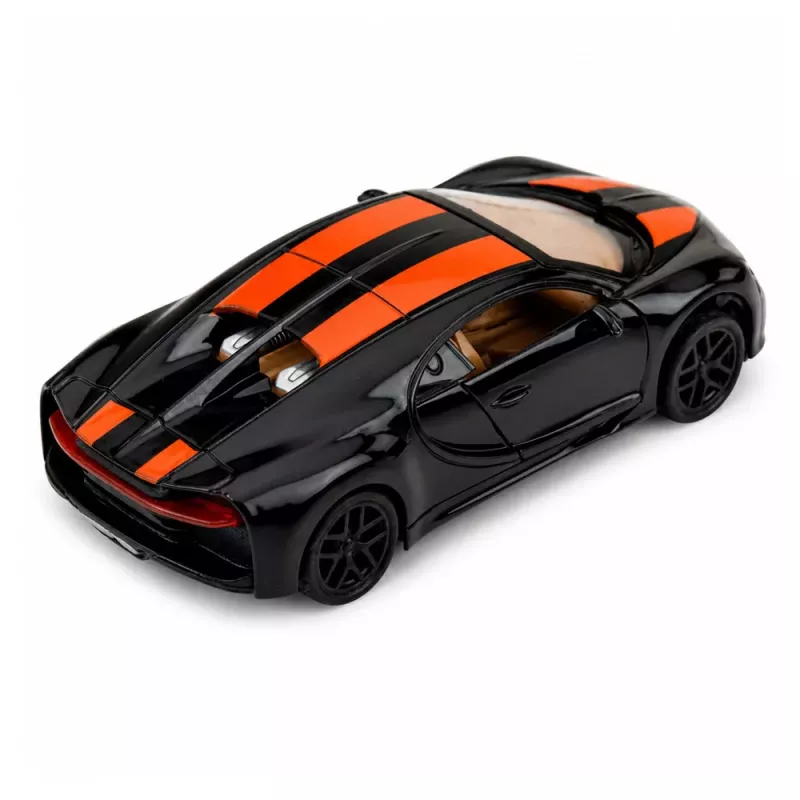 LEAN TOYS Coche de metal deportivo con luz y sonido, retroceso, negro, 1:32
