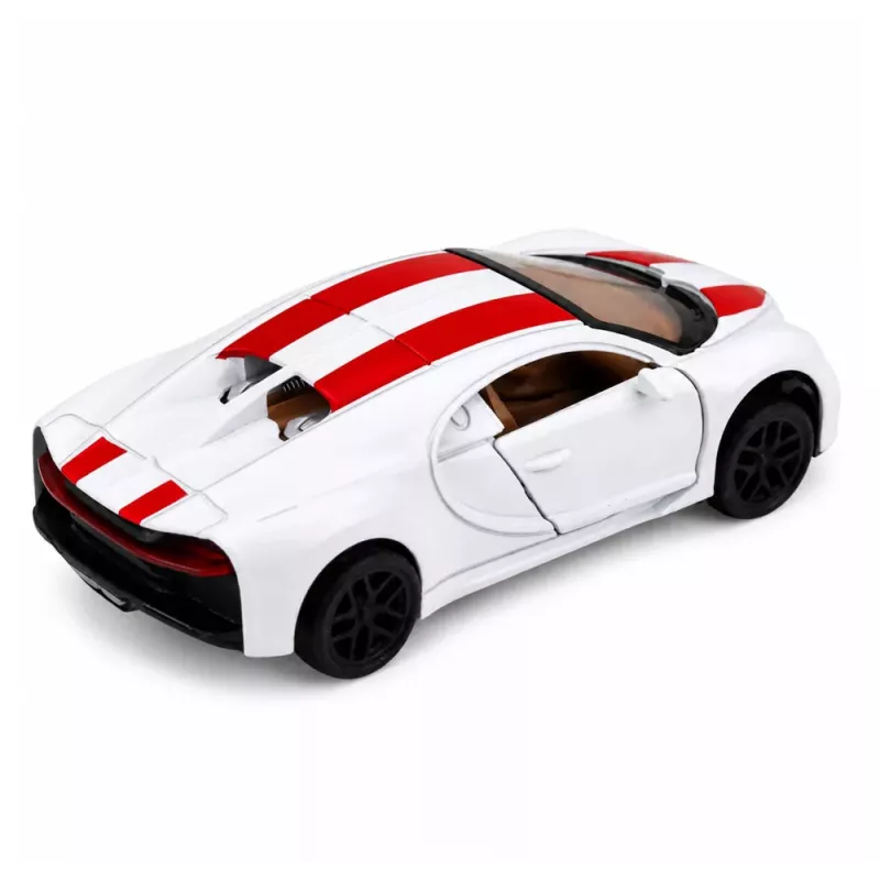 LEAN TOYS Coche de metal deportivo con luz, sonido y propulsión por retroceso blanco 1:32