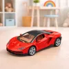 LEAN TOYS Coche deportivo de metal con puertas que se abren, luz y sonido, rojo, 1:32