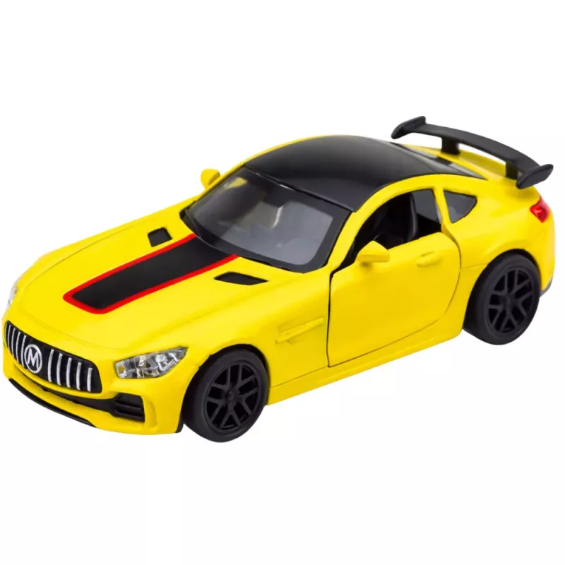 LEAN TOYS Coche deportivo de metal con puertas que se abren, luces y sonidos amarillo 1:32