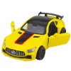 LEAN TOYS Coche deportivo de metal con puertas que se abren, luces y sonidos amarillo 1:32