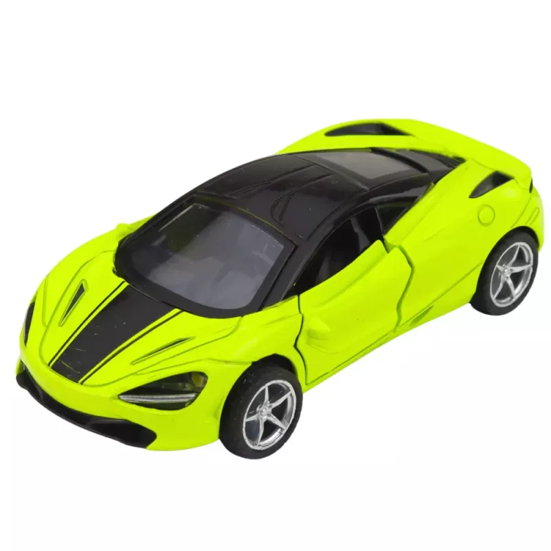LEAN TOYS Coche deportivo de metal con propulsión, luces y sonidos verde 1:32