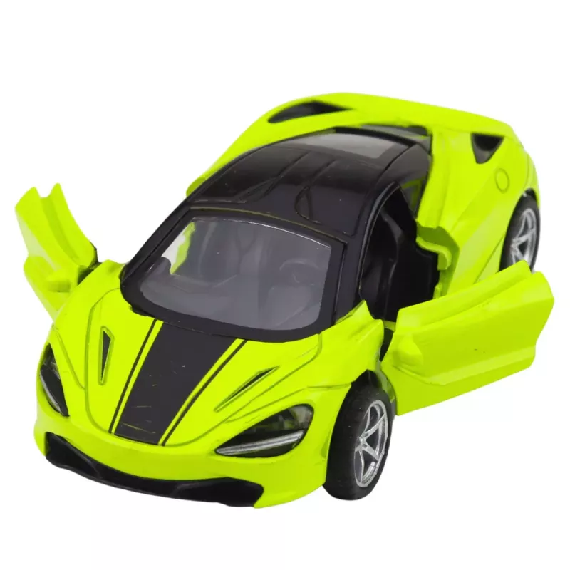 LEAN TOYS Coche deportivo de metal con propulsión, luces y sonidos verde 1:32
