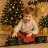 LEAN TOYS Set de tren eléctrico con locomotora, vagones y vías, luces y sonidos