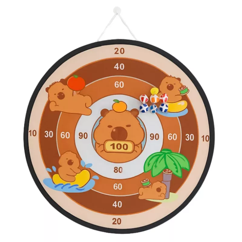 LEAN TOYS Dardos Capybara juego de habilidad con pelotas de velcro y pistolas de juguete 73,5 cm