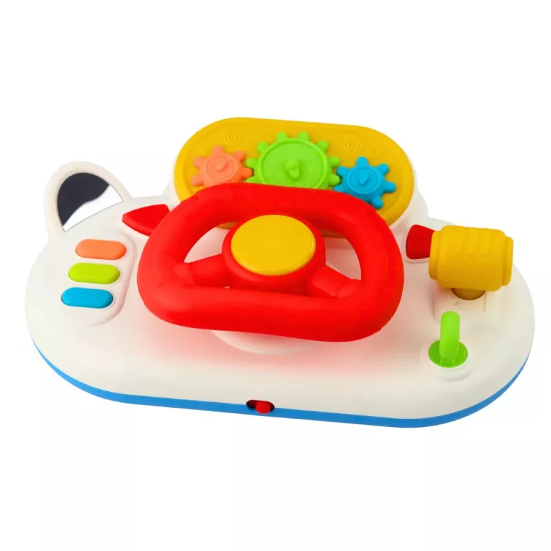 LEAN TOYS Simulador de conducción para niños pequeños – volante interactivo con luz y sonido