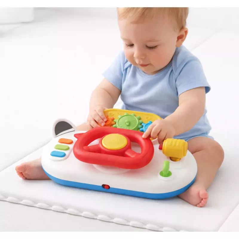 LEAN TOYS Simulador de conducción para niños pequeños – volante interactivo con luz y sonido