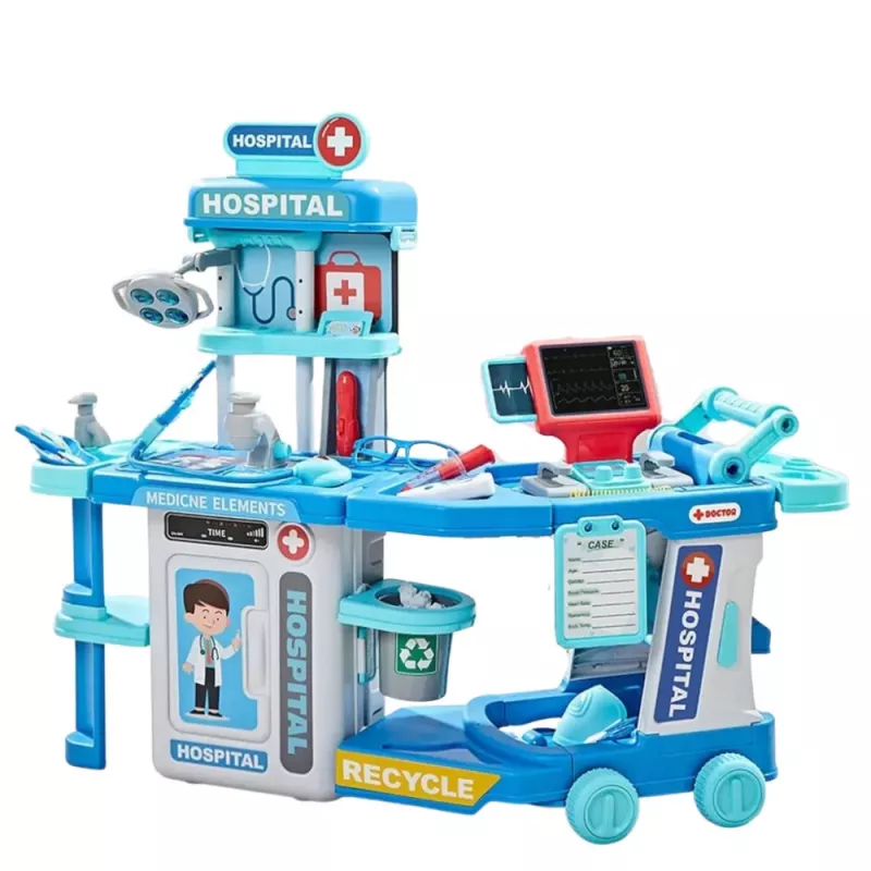 LEAN TOYS Set de médico y hospital en maletín 2 en 1 con luz y sonido, accesorios