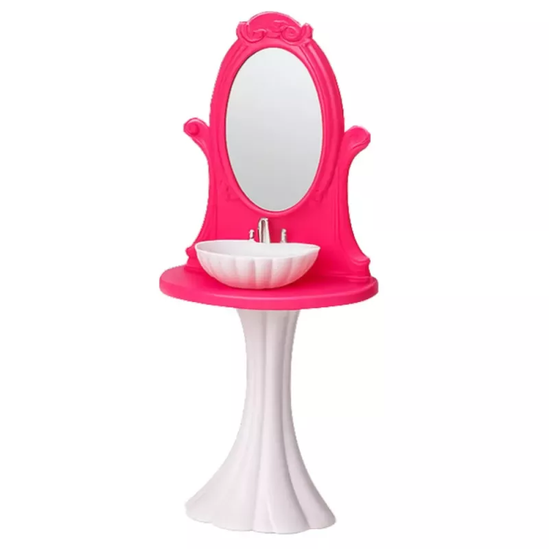 LEAN TOYS Set de baño para muñecas: bañera, inodoro, lavabo con espejo