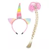 LEAN TOYS Set de diadema de unicornio con trenza y lazo pastel