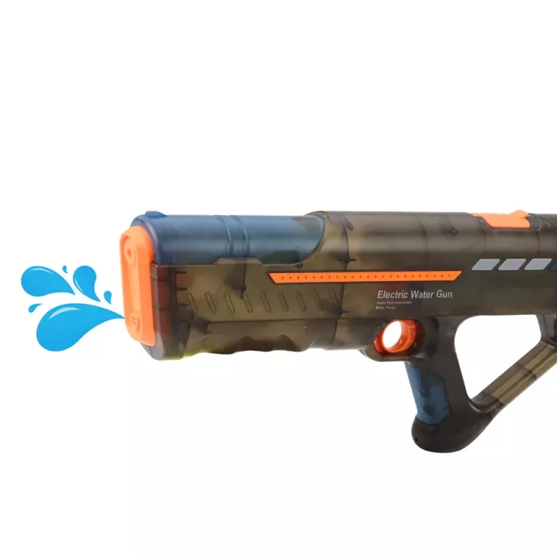 LEAN TOYS Pistola de agua eléctrica tipo rifle recargable transparente negra 55 cm