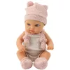 LEAN TOYS Muñeca bebé, conjunto rosa, gorro, babero, 18 cm