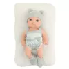 LEAN TOYS Muñeca bebé con manta, conjunto en blanco y gris, gorro, 18 cm