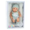 LEAN TOYS Muñeca bebé con manta, conjunto en blanco y gris, gorro, 18 cm