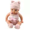 LEAN TOYS Muñeca bebé con manta, ropa blanca y rosa, gorro, 18 cm