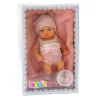 LEAN TOYS Muñeca bebé con manta, ropa blanca y rosa, gorro, 18 cm