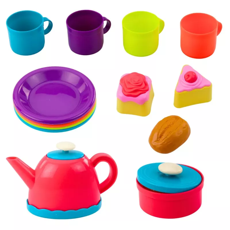 LEAN TOYS Set de té en cesta tazas platos dulces 23 piezas