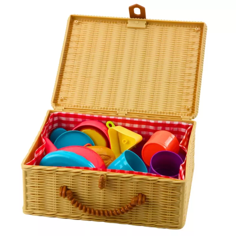 LEAN TOYS Set de té en cesta tazas platos dulces 23 piezas