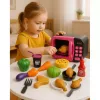 LEAN TOYS Microondas de juguete para niños con rotación 360°, luces y sonidos, rosa