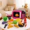 LEAN TOYS Microondas de juguete para niños con rotación 360°, luces y sonidos, rosa