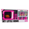 LEAN TOYS Microondas de juguete para niños con rotación 360°, luces y sonidos, rosa