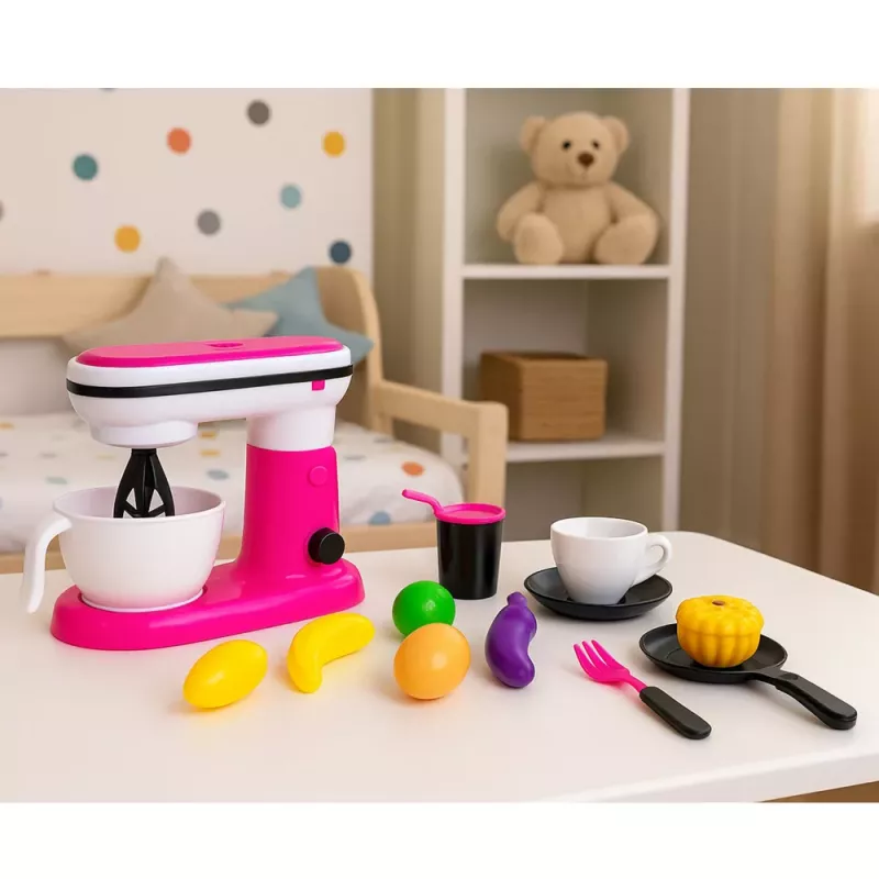 LEAN TOYS Robot de cocina batidora de juguete para niños accesorios frutas