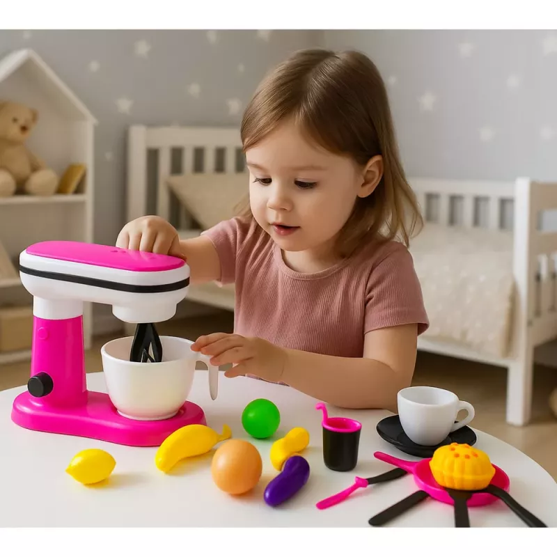 LEAN TOYS Robot de cocina batidora de juguete para niños accesorios frutas