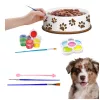 LEAN TOYS Set creativo comedero para perros para pintar, pinturas, pincel, DIY, 6 piezas