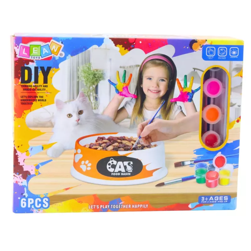 LEAN TOYS Set creativo cuenco para pintar pinturas pincel DIY 6 piezas