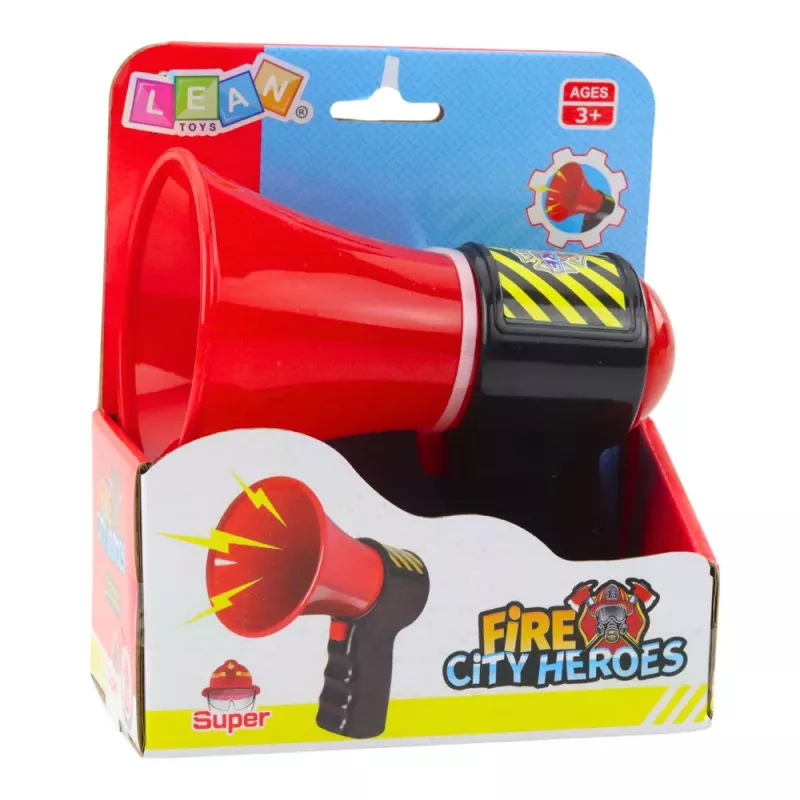 LEAN TOYS Megáfono de bombero interactivo para niños con efectos de sonido