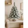 LEAN Árbol de Navidad artificial decorativo sobre tronco con nieve 60 x 16 cm