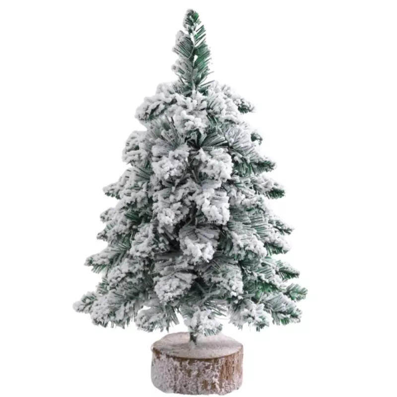 LEAN Árbol de Navidad artificial decorativo sobre tronco con nieve 60 x 16 cm
