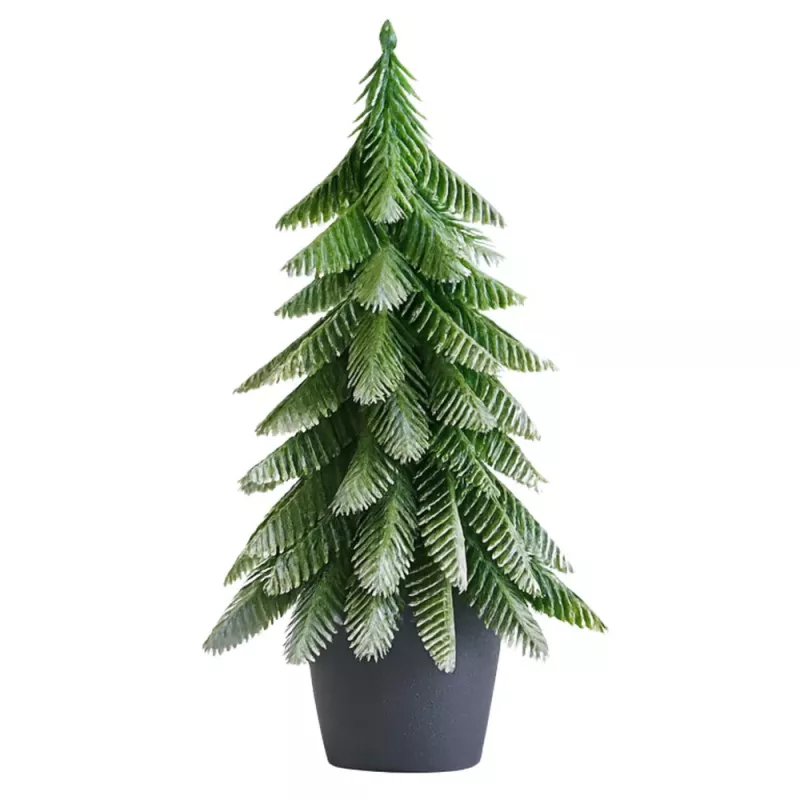 LEAN Árbol de Navidad artificial decorativo en maceta, plata, 22x10cm