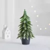 LEAN Árbol de Navidad artificial decorativo en maceta, plata, 22x10cm
