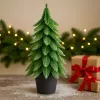 LEAN Árbol de Navidad artificial decorativo en maceta, plata, 22x10cm