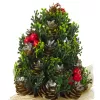 LEAN Piña de árbol de Navidad decorativa artificial con bayas rojas decoración 17x10cm