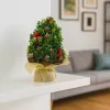 LEAN Piña de árbol de Navidad decorativa artificial con bayas rojas decoración 17x10cm