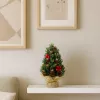 LEAN Piña de árbol de Navidad decorativa artificial con bayas rojas decoración 17x10cm