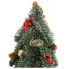 LEAN Árbol de Navidad decorativo sobre tronco con bayas rojas 26 x 12 cm