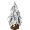 LEAN Árbol de Navidad artificial decorativo sobre tronco con nieve 30 x 10 cm