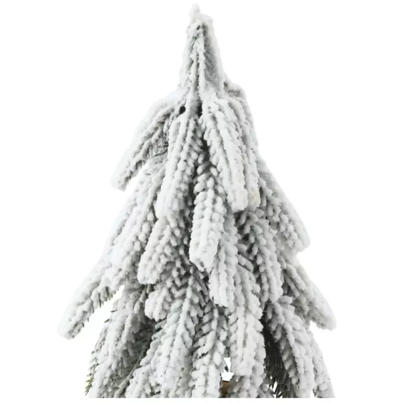 LEAN Árbol de Navidad artificial decorativo sobre tronco con nieve 30 x 10 cm