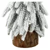 LEAN Árbol de Navidad artificial decorativo sobre tronco con nieve 30 x 10 cm