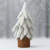 LEAN Árbol de Navidad artificial decorativo sobre tronco con nieve 30 x 10 cm