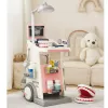 LEAN TOYS Set de médico-dentista con carrito médico y efectos de luz, rosa, 26 piezas