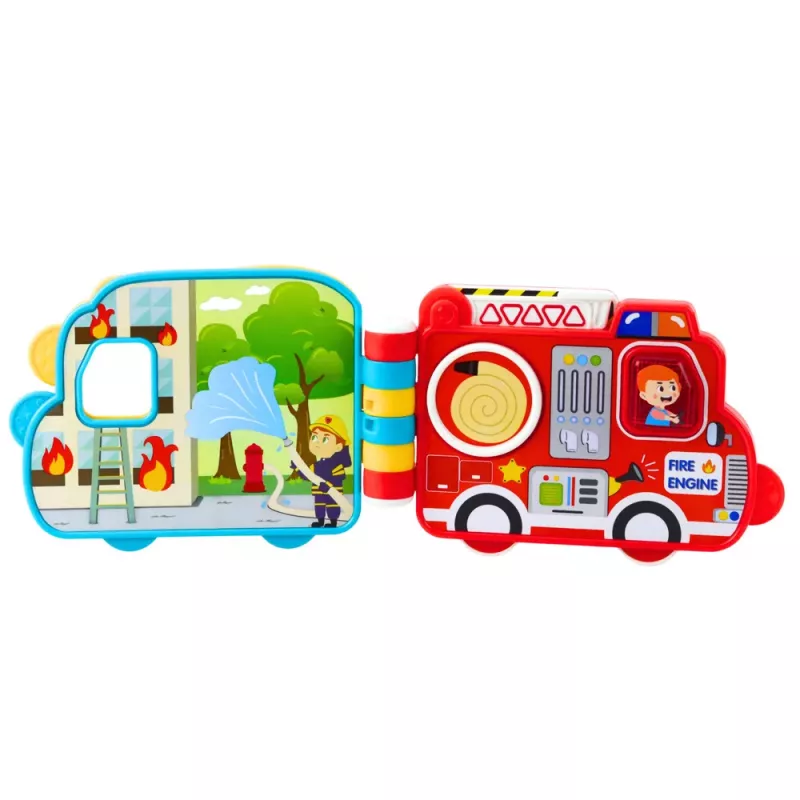 LEAN TOYS Libro de aprendizaje interactivo vehículos luces sonidos elementos móviles