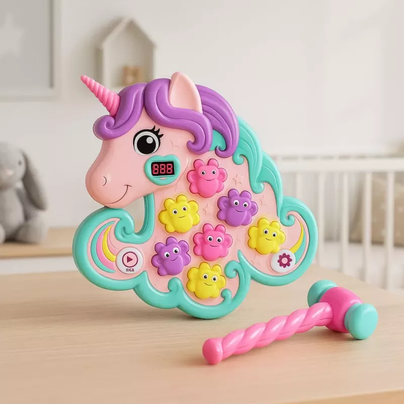 LEAN TOYS Juego arcade Whac A Mole unicornio luces de colores sonidos