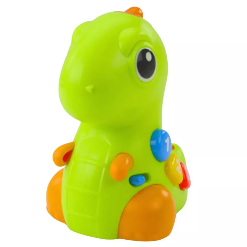 LEAN TOYS Juguete interactivo para niños pequeños dinosaurio sobre ruedas con luz y sonido