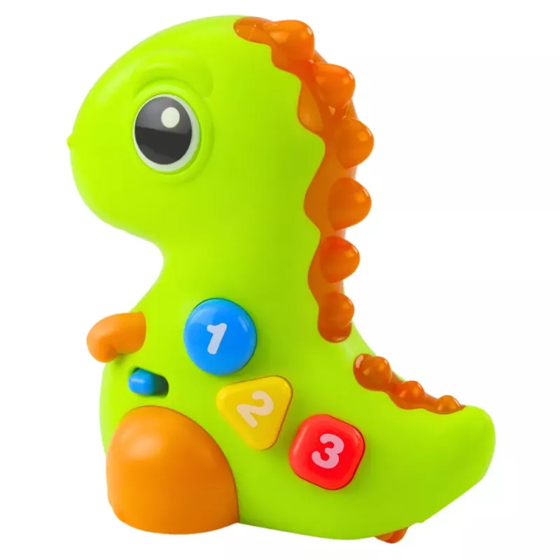 LEAN TOYS Juguete interactivo para niños pequeños dinosaurio sobre ruedas con luz y sonido